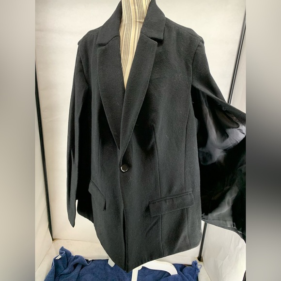 Mynt 1792 Plus Size 3X Womens Cape Vest Black Sleeveless Wool Blend 1 Button - Picture 2 of 6